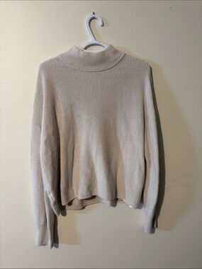 lululemon athletica Merino Wool Cream Ribbed Cowl Neck Sweater
